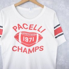 画像1: 70's Champion USA製 バータグ "PACELLI CHAMPS" プリントTシャツ M (1)