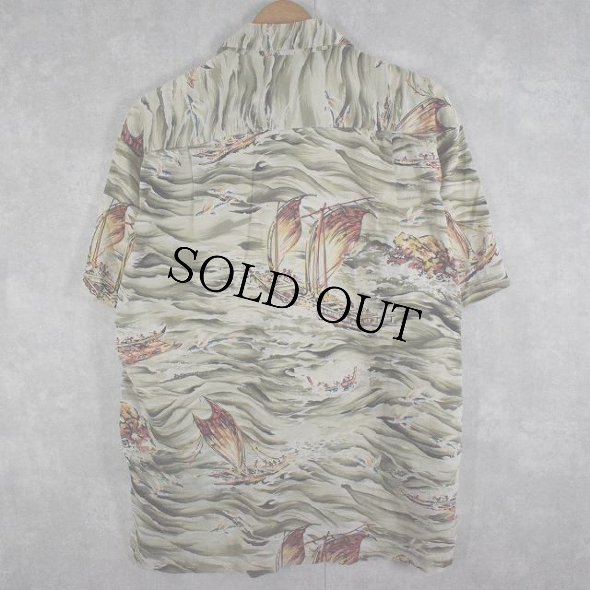 画像2: Patagonia Pataloha 船柄 オールオーバーパターン コットンアロハシャツ S (2)