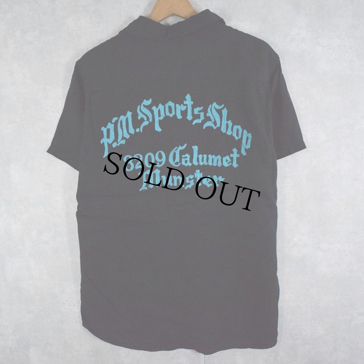 画像2: 50's〜60's Hilton "P.M.Sports Shop"  チェーン刺繍 レーヨンボーリングシャツ M (2)