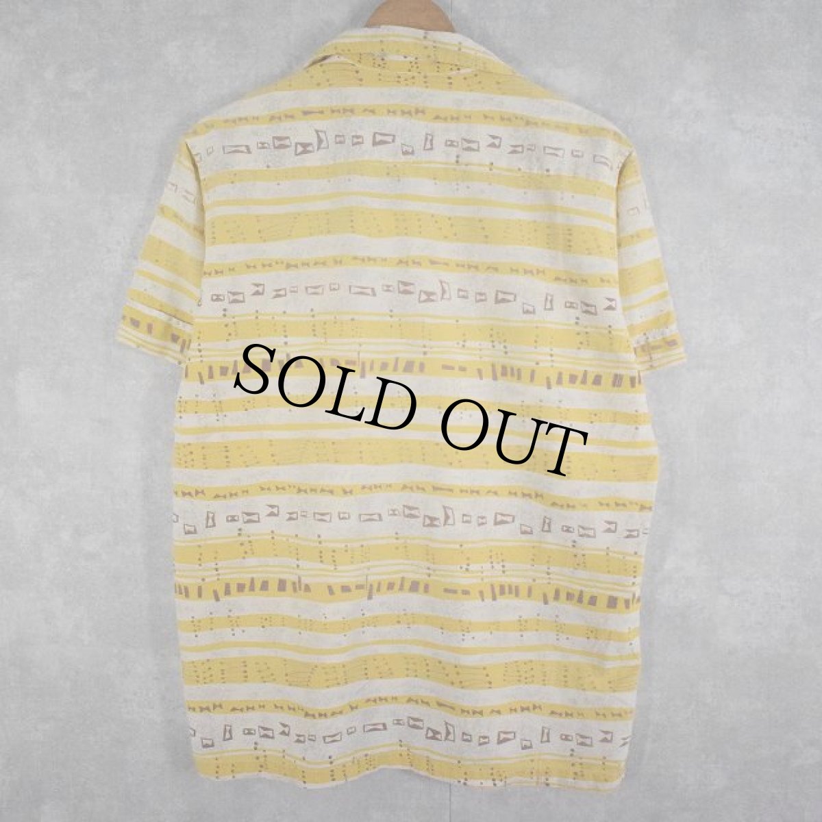 画像2: 50's PENNEY'S TOPFLIGHT アトミック柄 コットンアロハシャツ M (2)