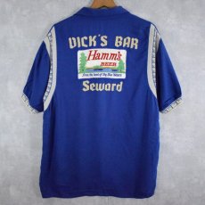 画像2: 50's Air flo  "DICK'S BAR" ピンボタン レーヨンボーリングシャツ L (2)