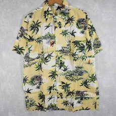 画像2: 60's Japan製 ALOHA SPORTS WEAR ヤシの木 オールオーバーパターン レーヨンアロハシャツ DEADSTOCK L (2)