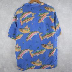 画像2: 80's Patagonia pataloha "トラウト" レーヨンアロハシャツ M (2)