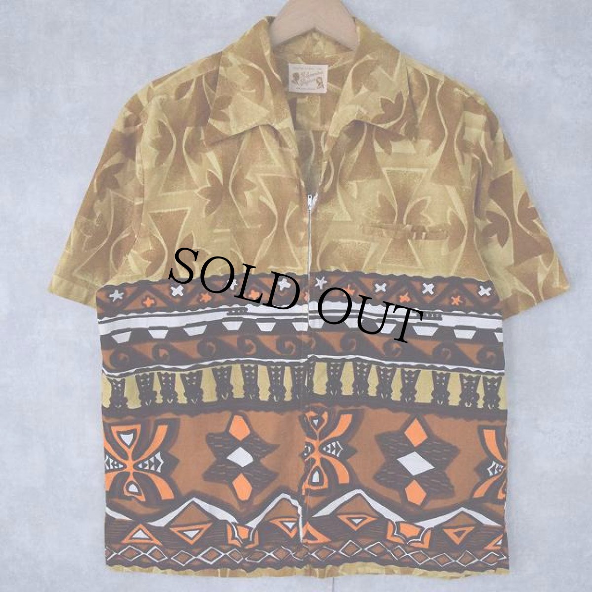 画像1: 60's〜70's Porinesian Bazaar イタリアンカラージップシャツ (1)