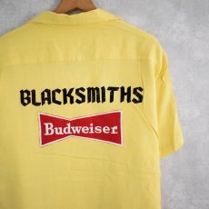 画像1: 60's Air flo "BLACK SMITHS Budweiser" フロッキープリント ボーリングシャツ (1)