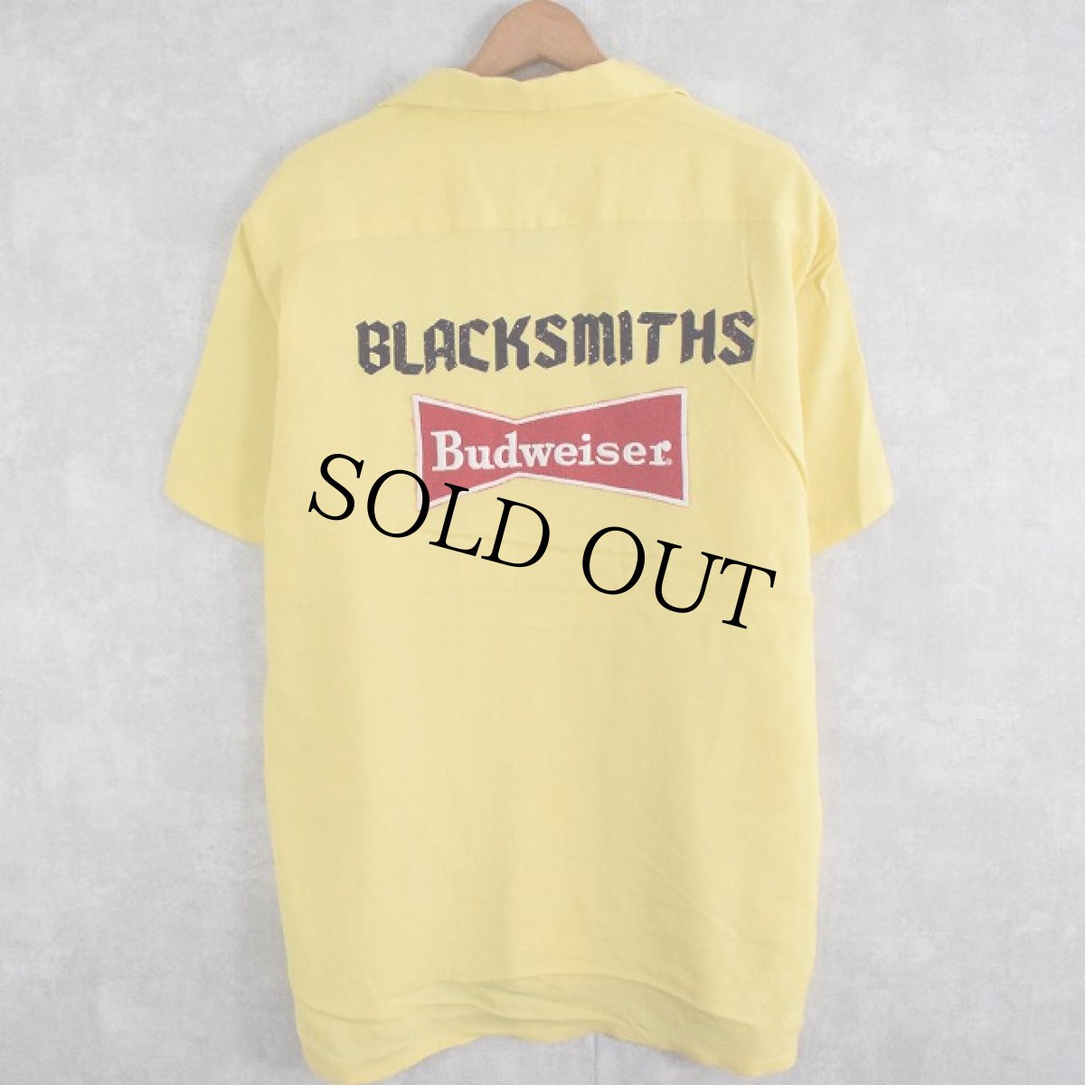 画像2: 60's Air flo "BLACK SMITHS Budweiser" フロッキープリント ボーリングシャツ (2)