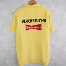 画像2: 60's Air flo "BLACK SMITHS Budweiser" フロッキープリント ボーリングシャツ (2)