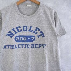 画像1: 60's Champion ランタグ "NICOLET ATHLETIC DEPT.” カレッジロゴプリントTシャツ 46 (1)