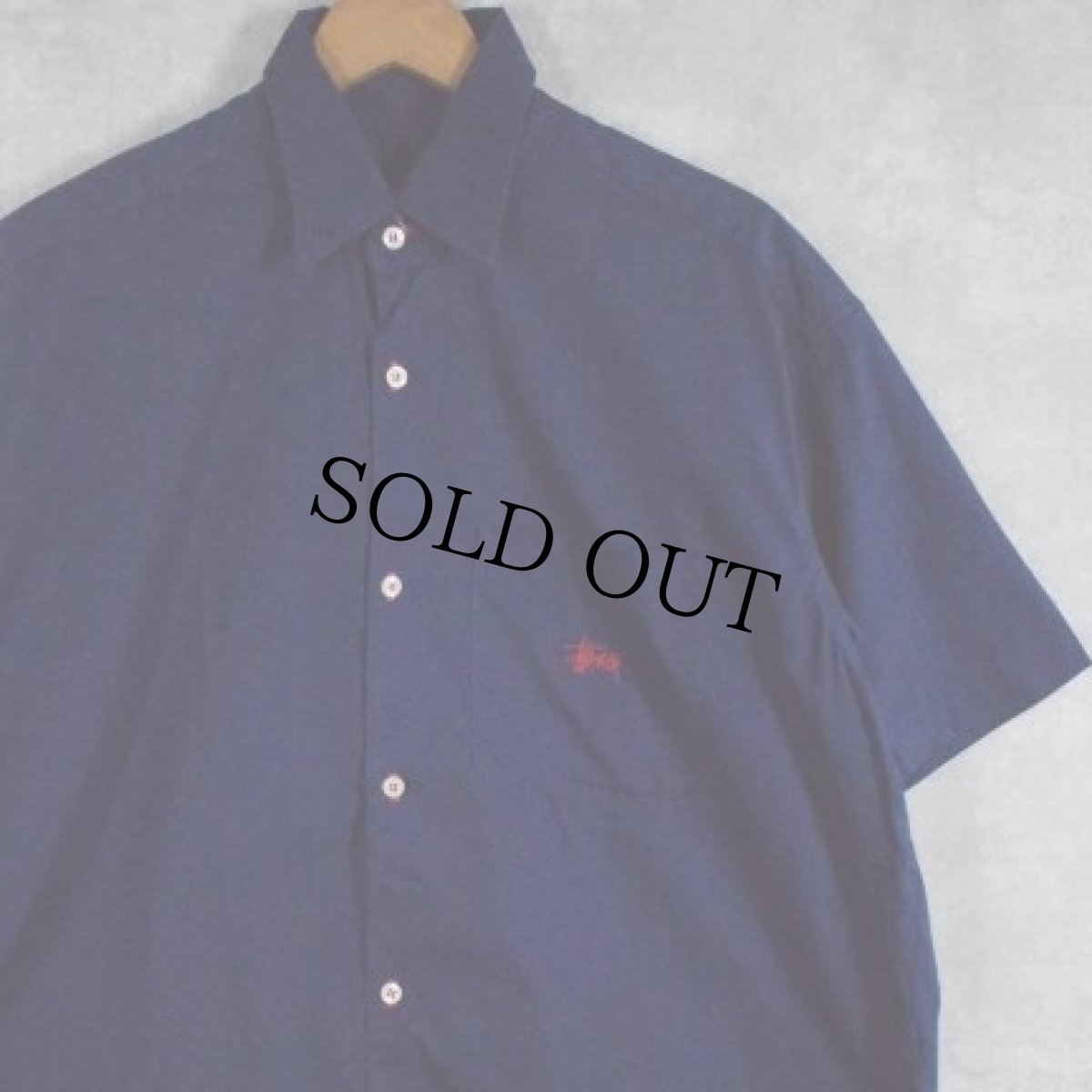 画像1: 90's STUSSY USA製 ロゴ刺繍 コットンシャツ M (1)
