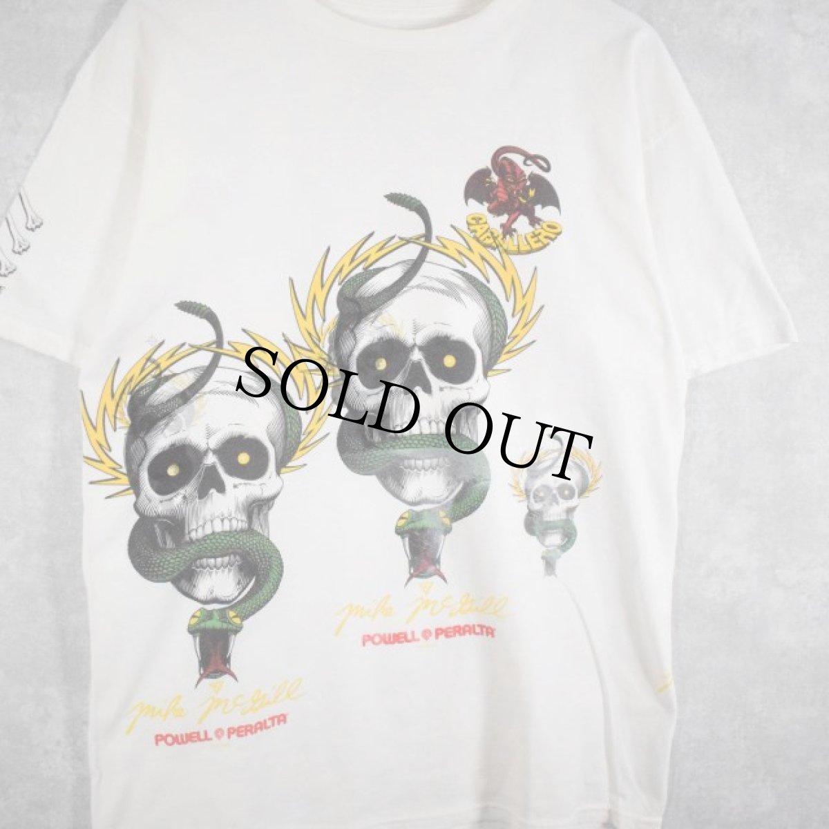 画像1: 2012 POWELL PERALTA "スカル×Caballero" 試し刷りプリントTシャツ M (1)