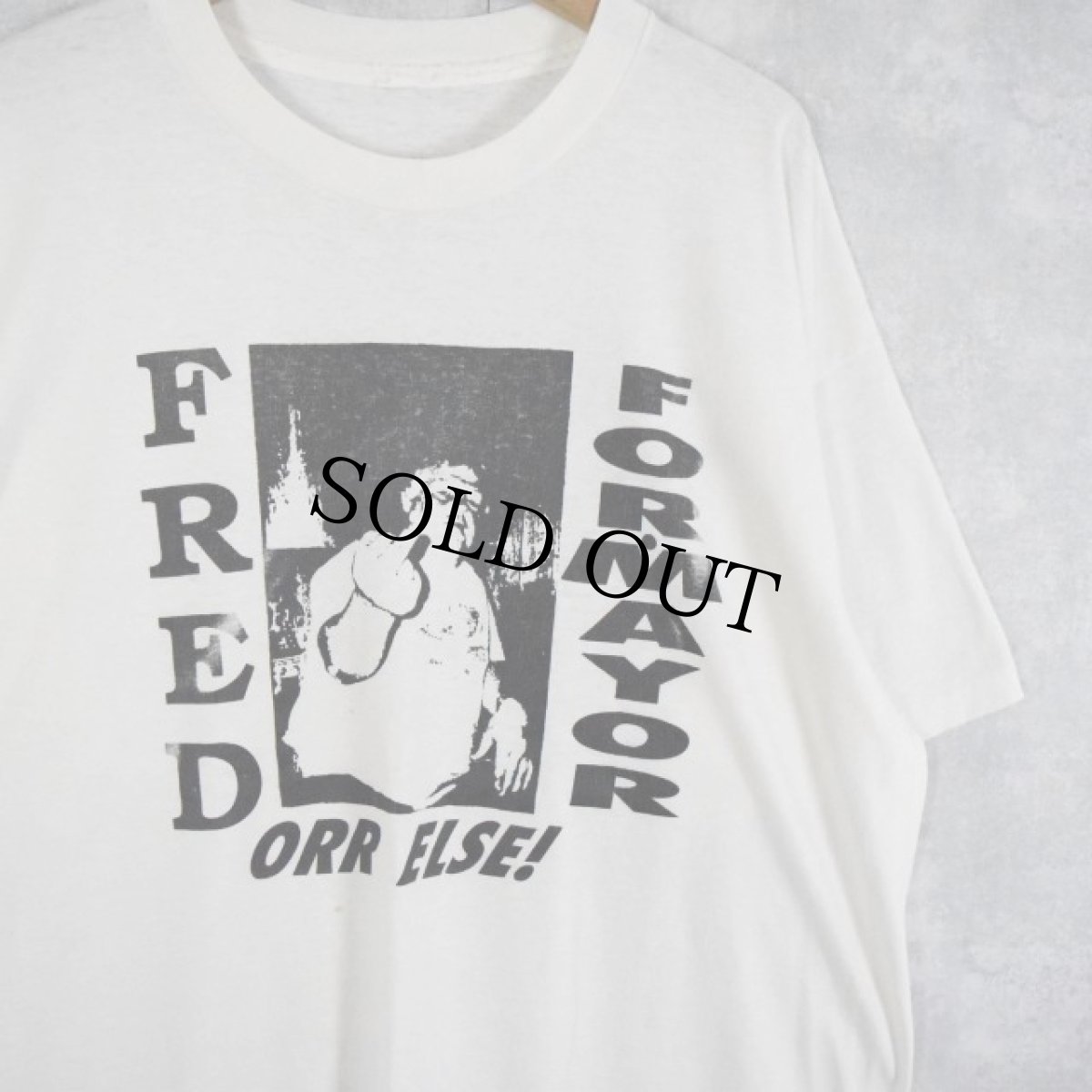 画像1: 90's "FRED FOR MAYOR ORR ELSE!" ファックサインプリントTシャツ (1)