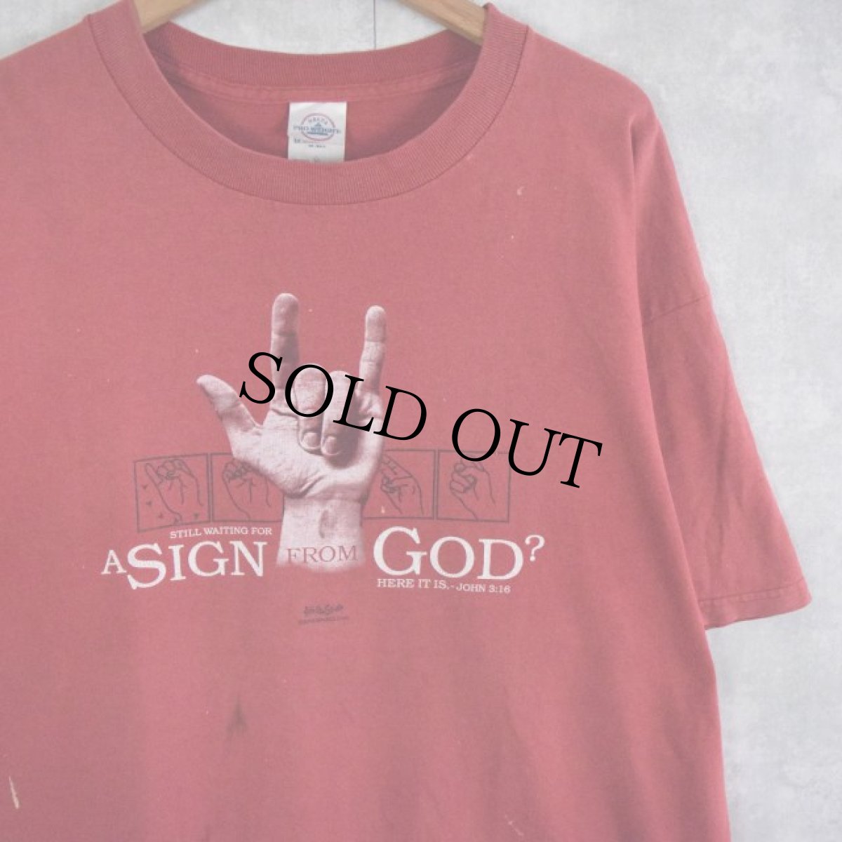 画像1: A SIGN FROM GOD? 手話 プリントTシャツ XL (1)