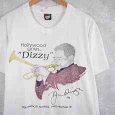 画像1: 90's USA製 Dizzy Gillespie "Dizzy Goes Hollywood" ジャズミュージシャンTシャツ XL (1)