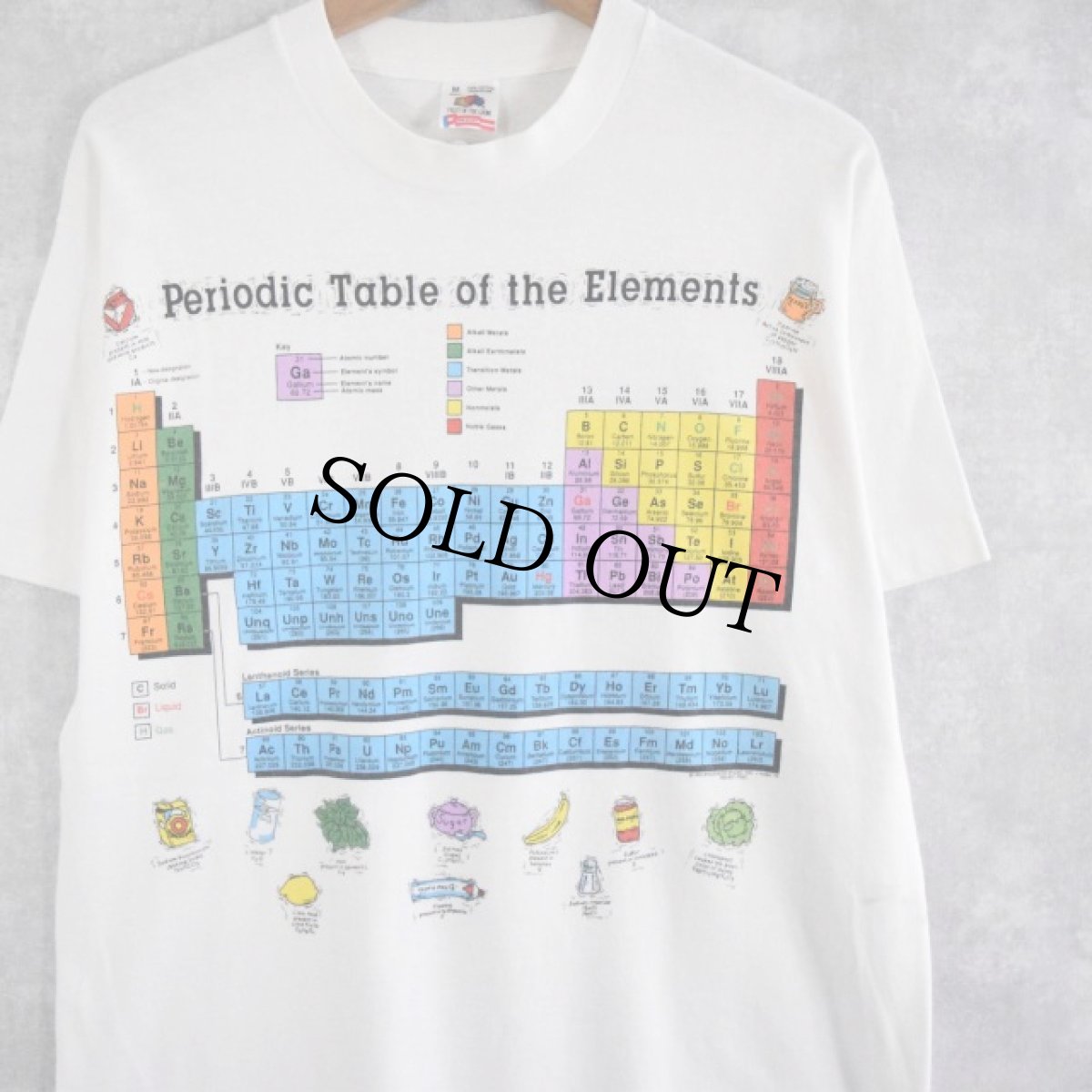画像1: 90's USA製 "Periodic Table" 周期表プリントTシャツ M (1)