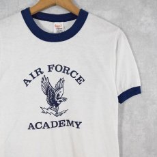 画像1: 70〜80's USA製 AIR FORCE ACADEMY プリントリンガーTシャツ L (1)