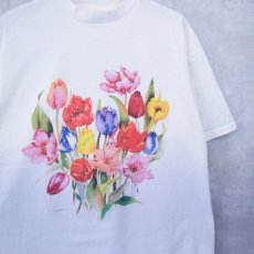 画像1: 90's フラワーアートプリントTシャツ XL (1)