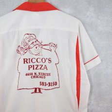 画像1: 70's Hilton USA製 "RICCO'S PIZZA" ボーリングシャツ M (1)