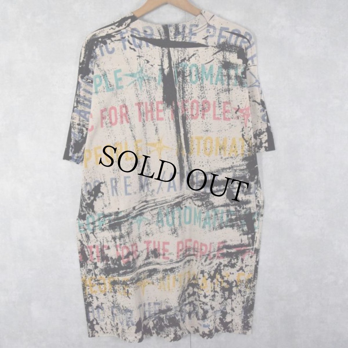 画像2: 90's R.E.M USA製 ブリーチ風大判プリントTシャツ L (2)