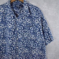 画像1: POLO Ralph Lauren "CALDWELL" 花柄 コットンオープンカラーシャツ XL (1)