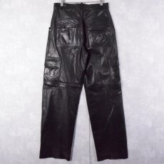画像1: Whet Blu レザーカーゴパンツ ブラック W30 (1)
