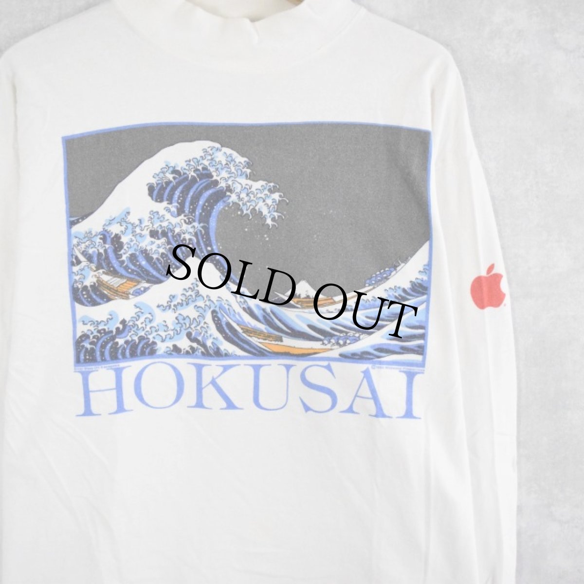 画像1: 80's Apple HOKUSAI "The Great Wave" モックネックロンT XL (1)