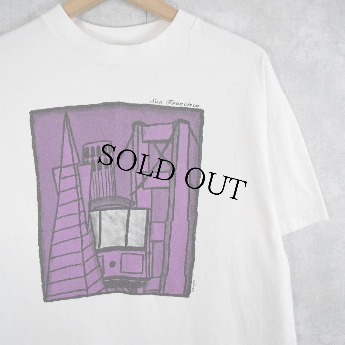 画像1: 90's USA製 アートプリントTシャツ L (1)