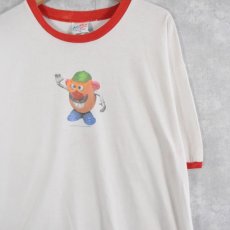 画像1: 90's Disney Mr. Potato Head USA製 キャラクターイラストリンガーTシャツ XL (1)