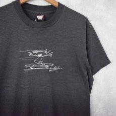 画像1: 80's USA製 スケートイラストプリントTシャツ L (1)