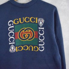 画像1: 90's USA製 ブート GUCCI ロゴプリントスウェット L (1)