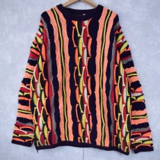 画像1: 90's COOGI 3D柄織り コットンニットセーター 2XL (1)