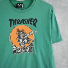 画像1: THRASHER PUSHEAD スケートプリントTシャツ M (1)