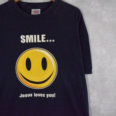 画像1: SMILE... Jesus loves you! スマイルプリントTシャツ XL (1)