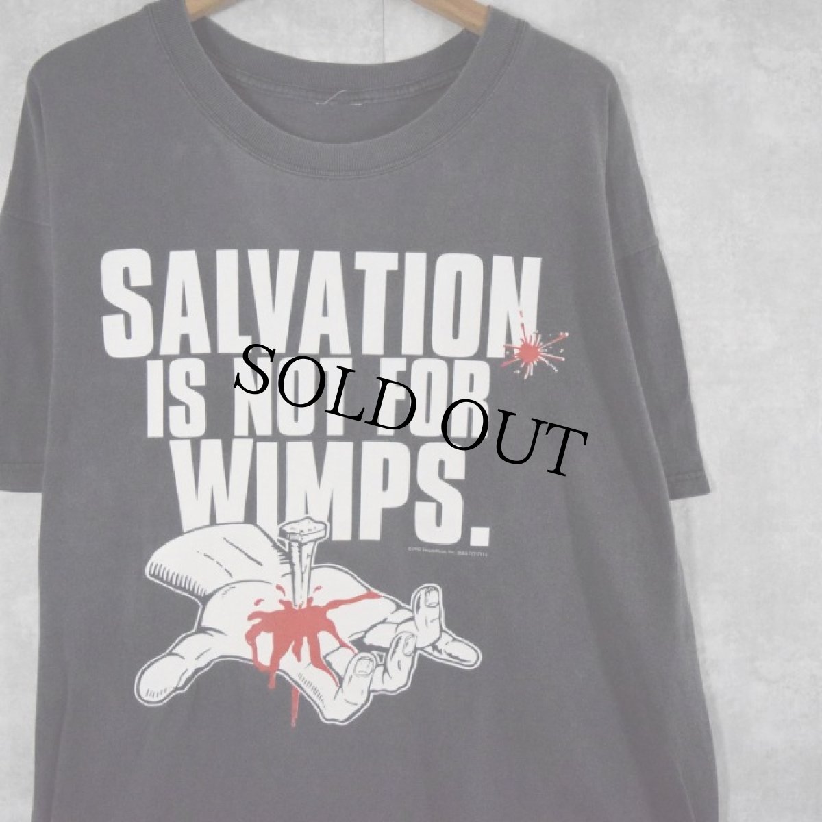 画像1: 90's SALVATION IS NOT FOR WIMPS メッセージプリントTシャツ (1)