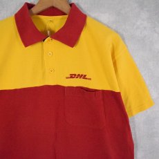 画像1: DHL 企業ロゴ刺繍 ツートーン ポロシャツ (1)