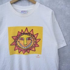 画像1: 90's Mariana Oppel 太陽 アートイラストプリントTシャツ XL (1)