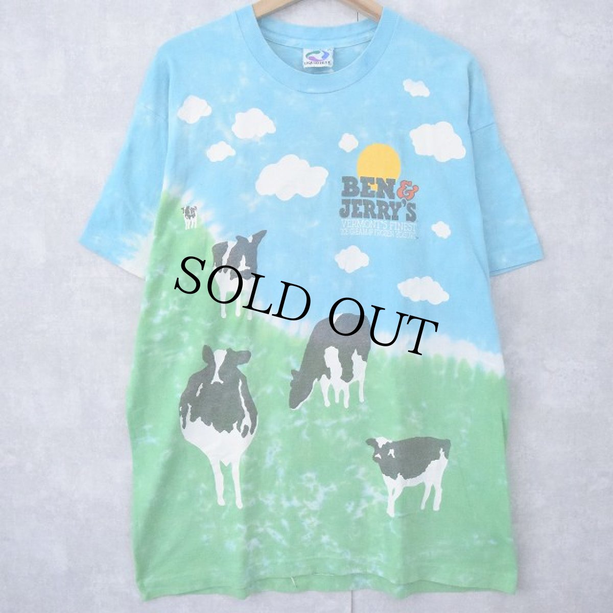 画像1: 90's LIQUID BLUE USA製 "BEN&JERRY'S" 大判プリントTシャツ XL (1)