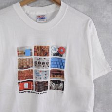 画像1: 90's Eames office "COMPUTER HOUSE OF CARDS" インテリア企業プリントTシャツ WHITE DEADSTOCK L (1)