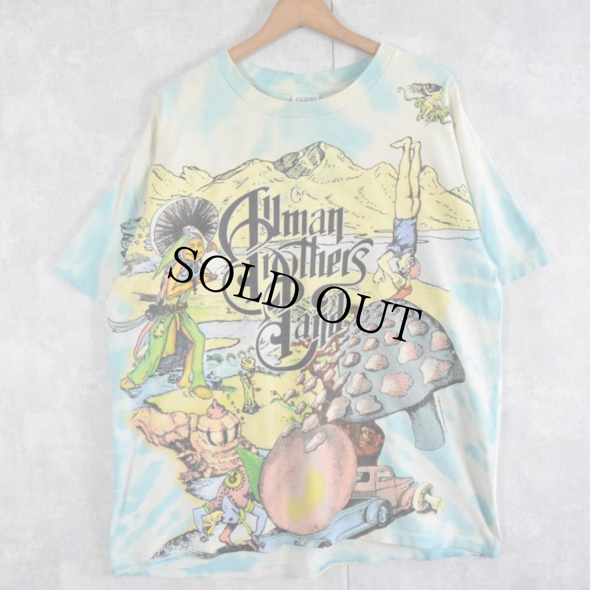 画像1: 90's The Allman Brothers Band USA製 タイダイ×大判プリント ロックバンドTシャツ XL (1)