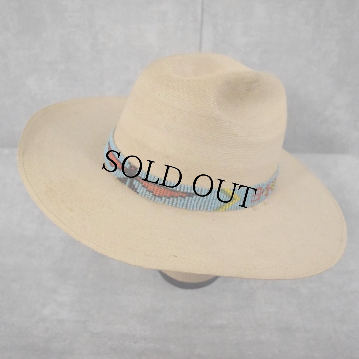画像1: 70's Atwood Hat Company メキシカンビーズベルト付き オープンロード ストローハット (1)