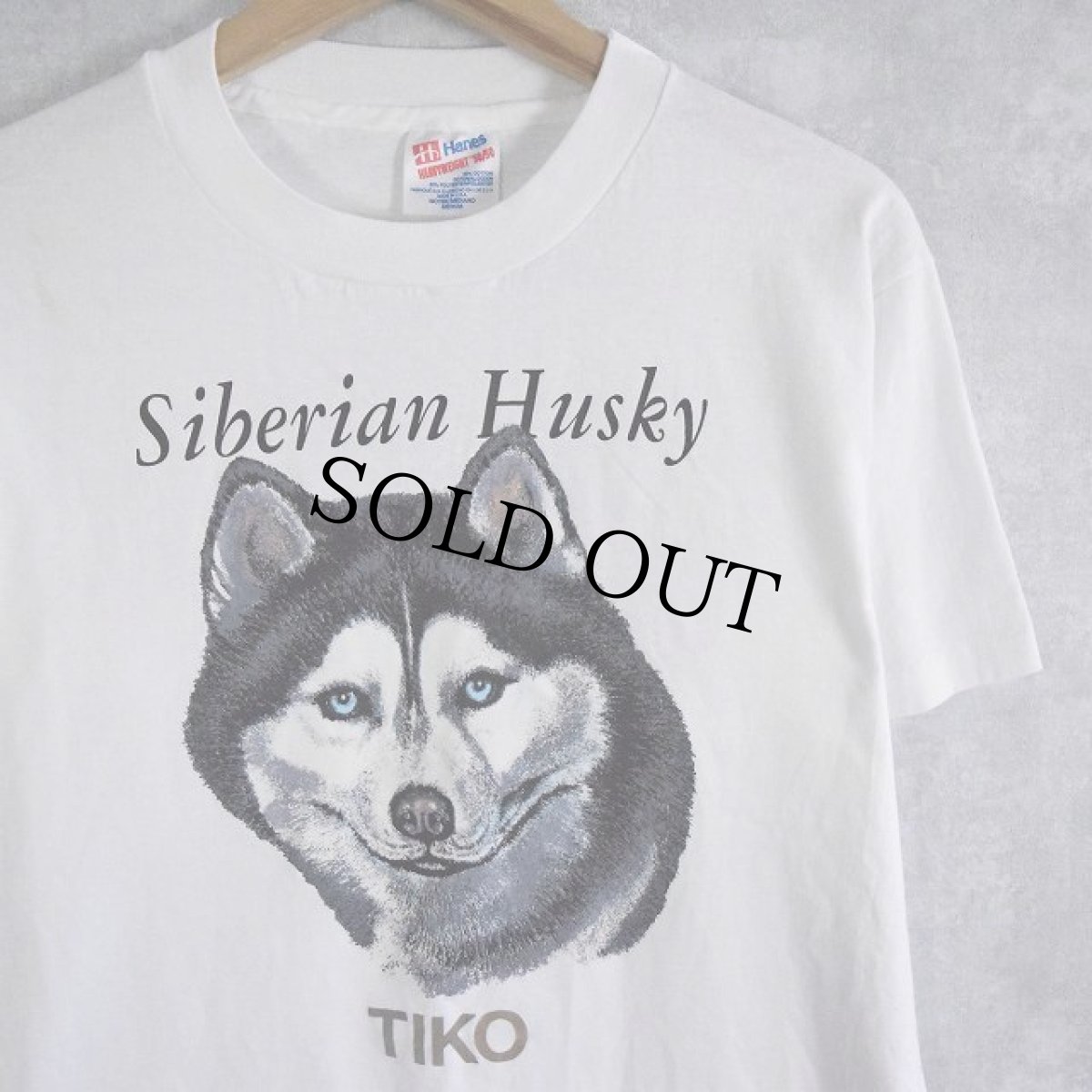 画像1: 90's USA製 "Siberian Husky" 犬プリントTシャツ M (1)