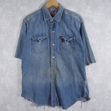 画像1: 50's LEVI'S ショートホーン カットオフデニムウエスタンシャツ (1)