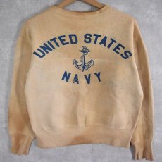 画像1: 50's UNITED STATES NAVY フロッキープリント×ステンシル入り スウェット (1)