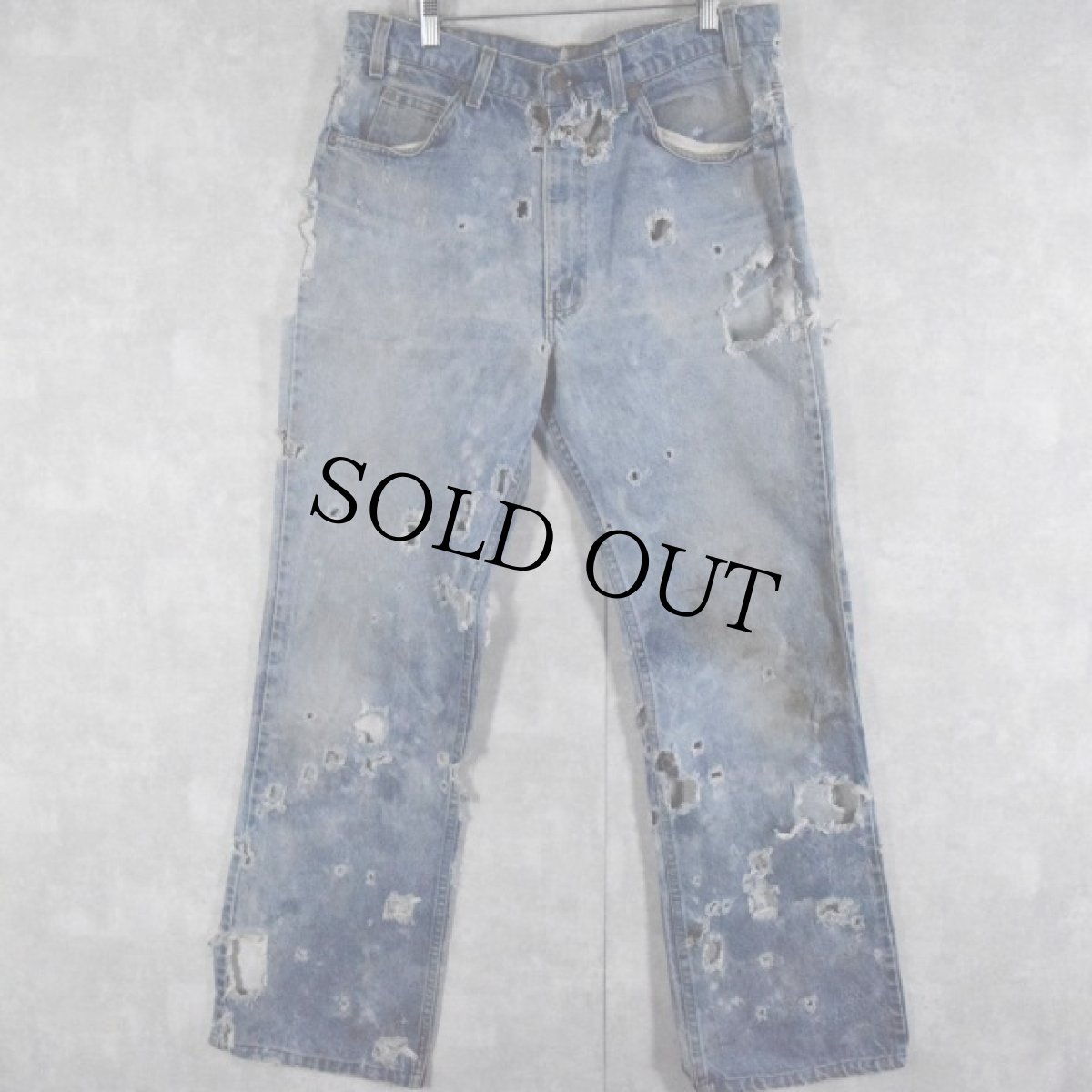 画像1: 80's Levi's 20517-0217 ブーツカットクラッシュデニムパンツ W35 (1)