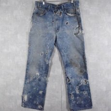 画像1: 80's Levi's 20517-0217 ブーツカットクラッシュデニムパンツ W35 (1)