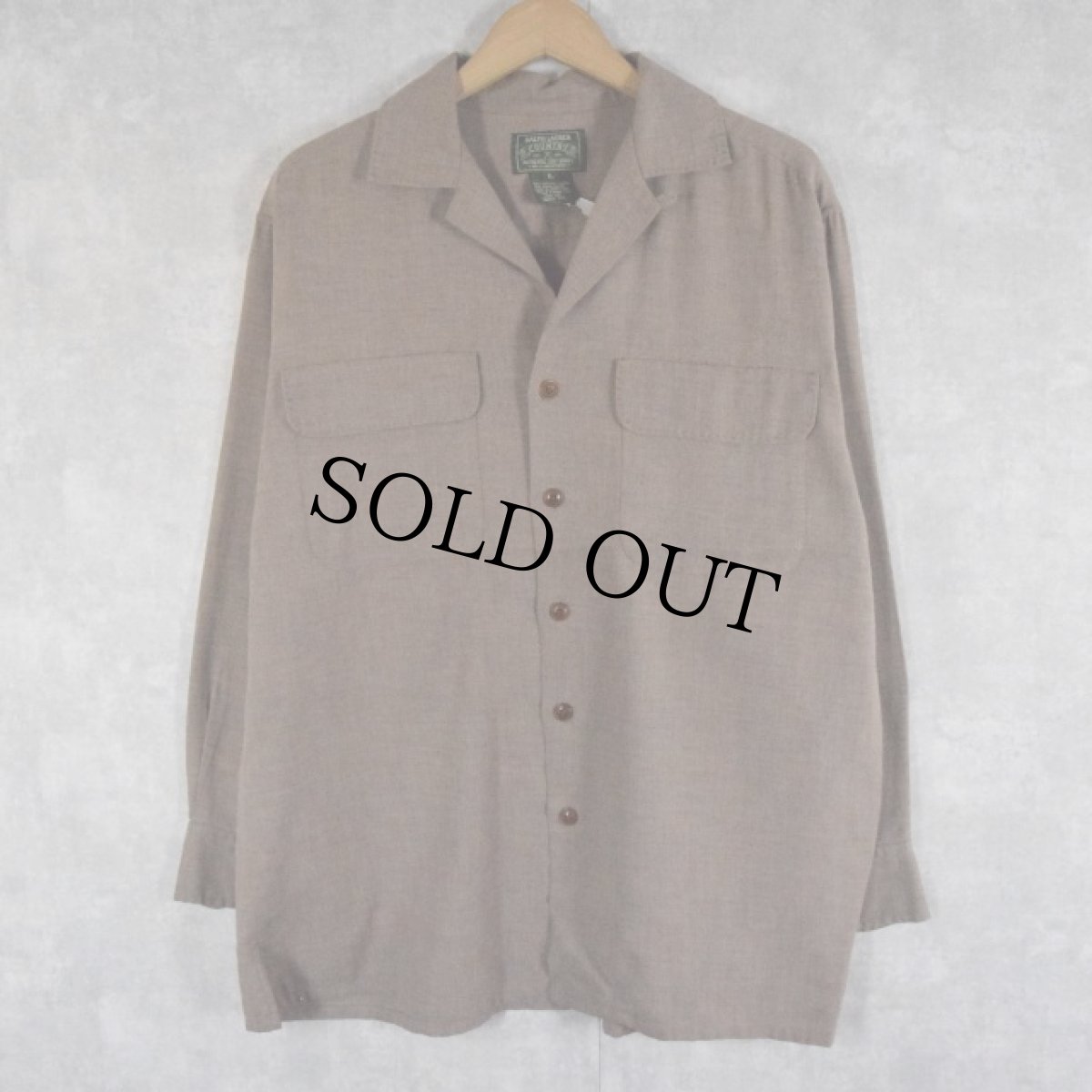 画像1: 80〜90's POLO COUNTRY Ralph Lauren コットン×ウール オープンカラーシャツ L (1)