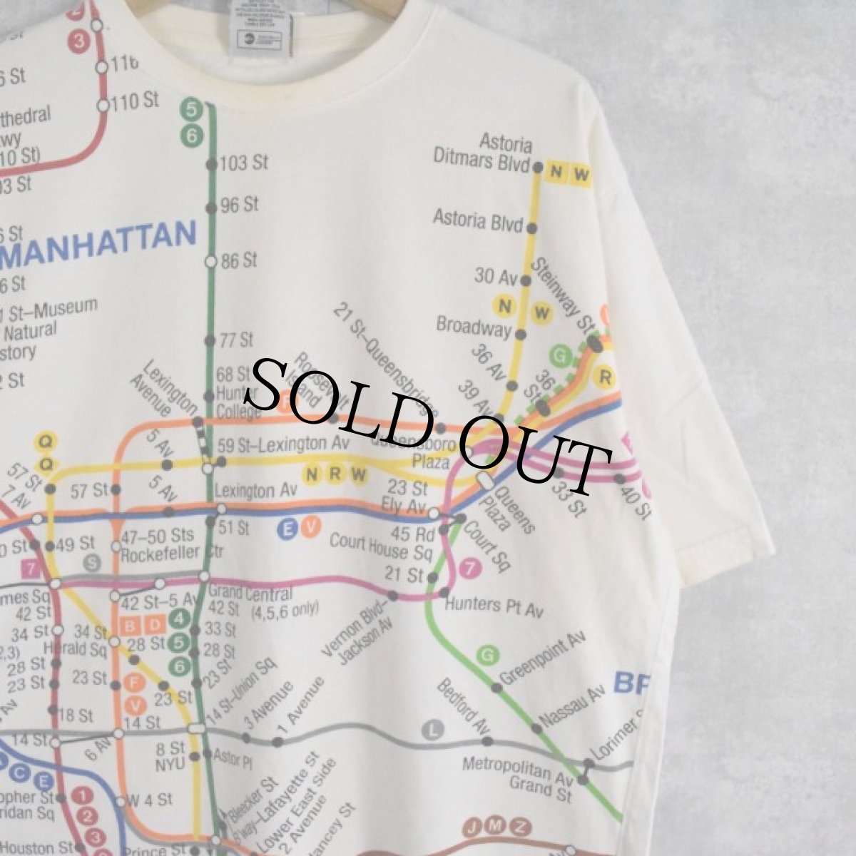 画像1: 90's〜 NYC SUBWAY LINE マッププリントTシャツ L (1)