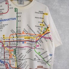 画像1: 90's〜 NYC SUBWAY LINE マッププリントTシャツ L (1)