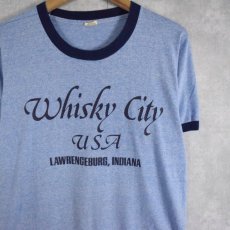 画像1: 80's USA製 "Whisky City" リンガーTシャツ L (1)