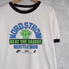 画像1: 90's USA製 " NORDSTROM BEAT THE BRIDHGE" リンガーTシャツ L (1)