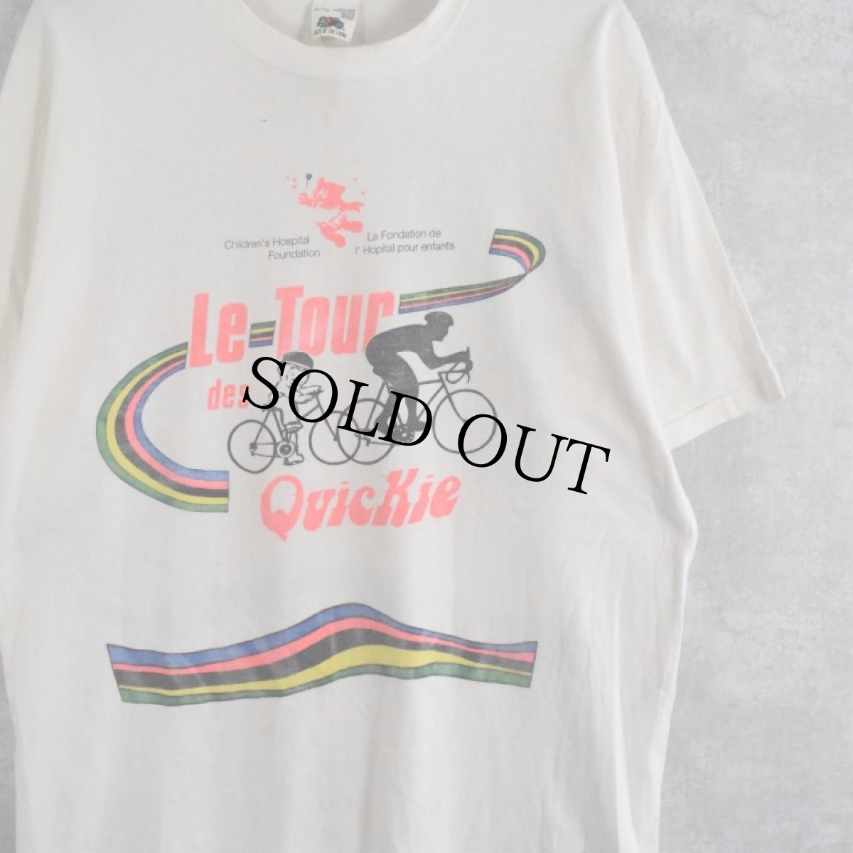 画像1: 90's CANADA製 "Le Tour des Quickie" ロードレースプリントTシャツ XL (1)